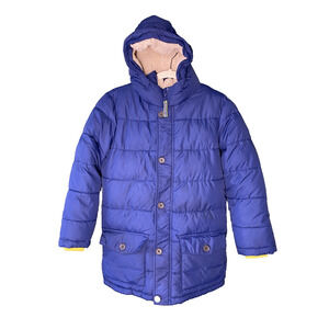 Boden Longline Puffer Jacket Kids 9-10Y Navy Blue Hooded Padded Winter Boys Girl